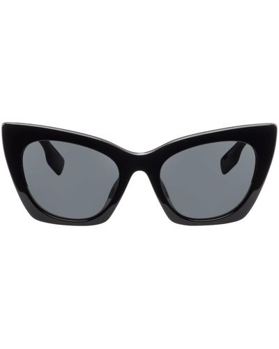 Burberry Lunettes de soleil œil-de-chat noires à ferrures à logo