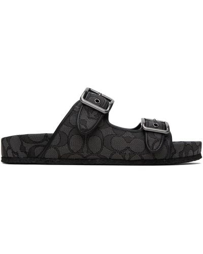 COACH Grey Signature Sandals - Black