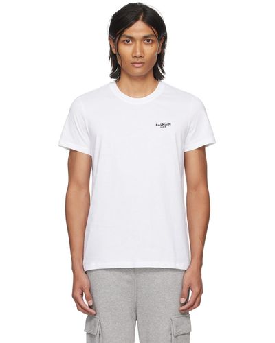 Balmain T-shirt blanc à logo floqué