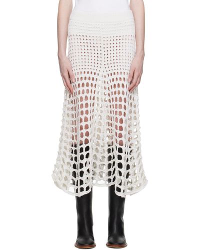 Chloé White Flared Midi Skirt - Black