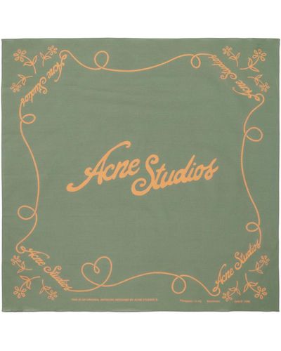 Acne Studios Foulard vert à image à logo et texte imprimés