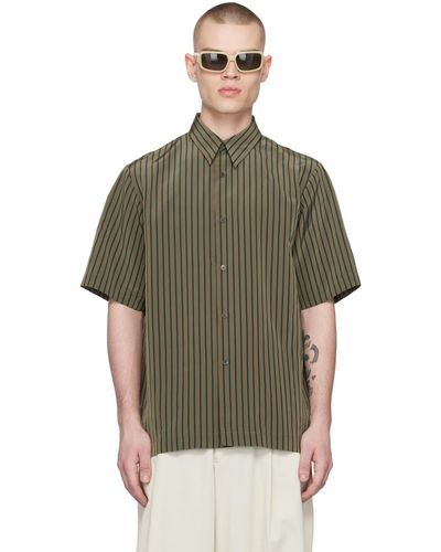 Dries Van Noten Taupe Striped Shirt - Green