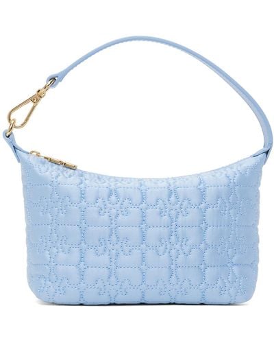 Ganni Blue Small Butterfly Pouch Satin Bag