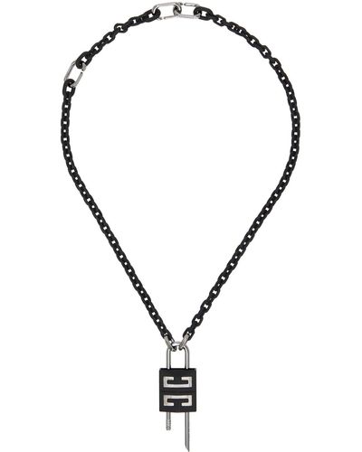Givenchy Collier noir et gris acier à petit pendentif de cadenas