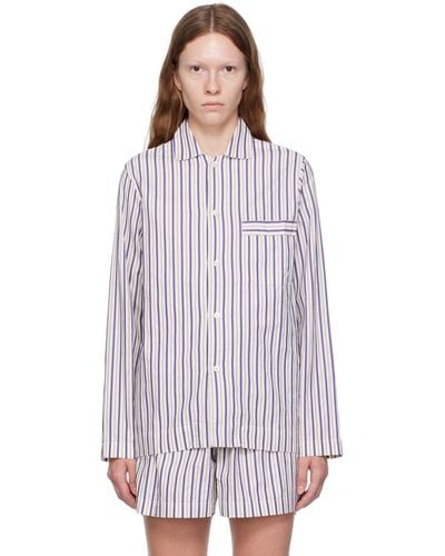 Tekla Striped Pyjama Shirt - Purple