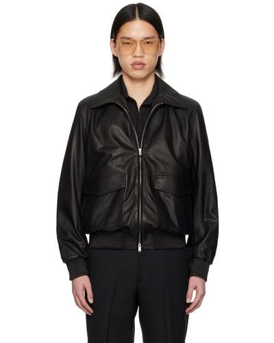 Lardini Flap Pocket Leather Jacket - Black