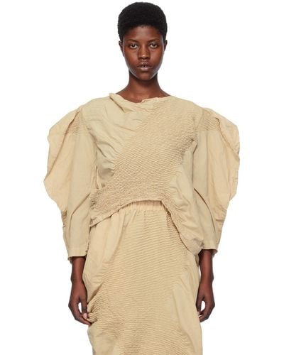 Issey Miyake Beige Contraction Blouse - Natural
