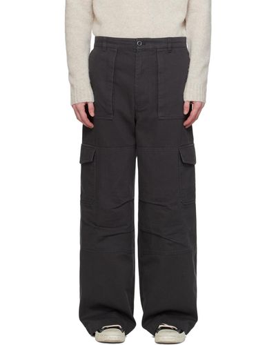 Acne Studios Pantalon cargo gris à poches à rabat - Noir