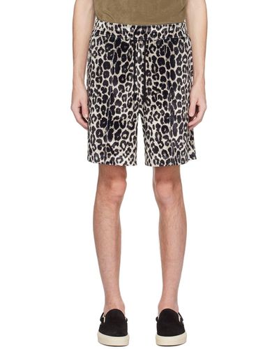 Tom Ford Black & Beige Leopard Shorts