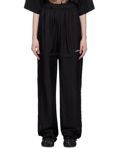 Pushbutton Lace Track Trousers - Black
