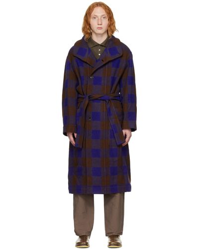 Lemaire Manteau de style peignoir bleu et brun