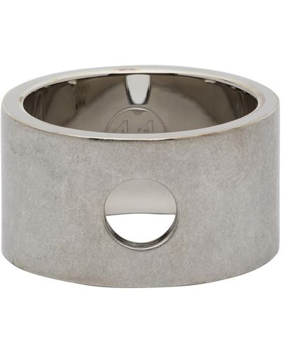 Maison Margiela Silver Brushed Cut Out Ring - Gray