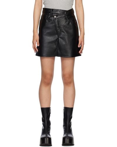 Agolde Black Criss Cross Leather Miniskirt