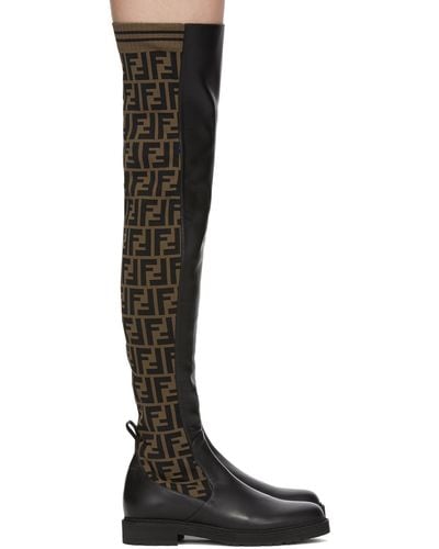 Fendi Brown & Black 'forever ' Tall Boots