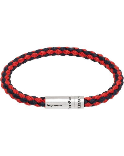 Le Gramme Bracelet nato 'le 7 g' bleu marine et rouge en corde édition orlebar - Noir