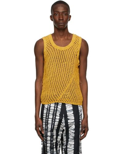 Nicholas Daley Yellow Hand Knitted Tank Top - Black