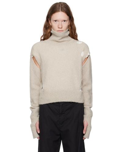 MM6 by Maison Martin Margiela Beige Cutout Turtleneck - Black