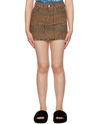 Stella McCartney Mini-jupe brune à carreaux - Multicolore