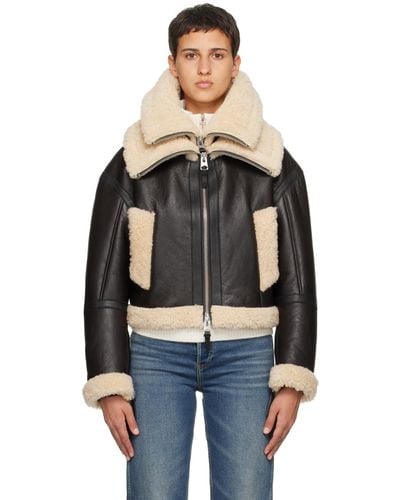 Mackage Brown Penelopa Leather Jacket - Black