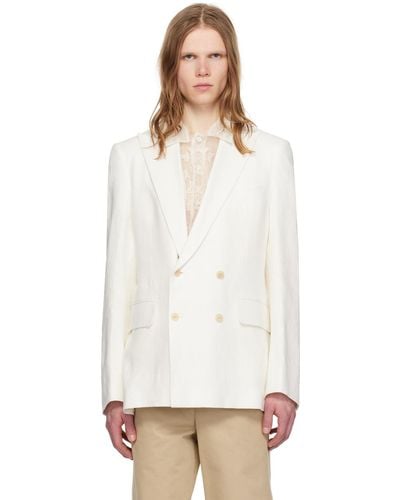 Bode Double-breasted Blazer - White