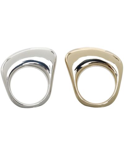 Lemaire Two-piece Silver & Gold Drop Ring Set - Metallic
