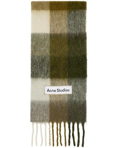 Acne Studios Vally Checked Alpaca-blend Scarf - Green