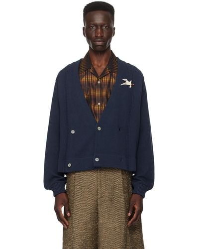 Bode Double-breasted Cardigan - Blue