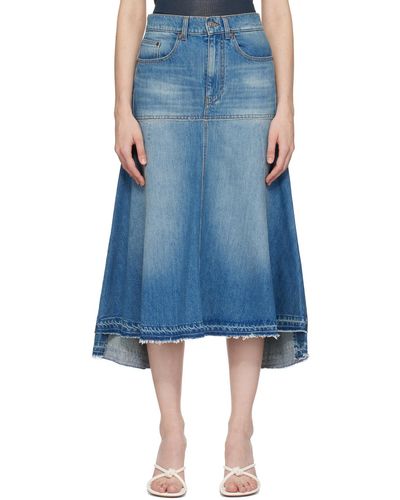 Victoria Beckham Blue Patched Midi Skirt