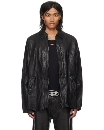 DIESEL Black L-mart-a Leather Jacket