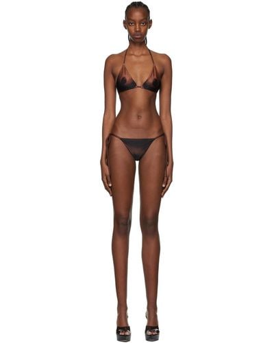 Jean Paul Gaultier Brown Lotta Volkova Edition 'the Naked' Bikini - Black