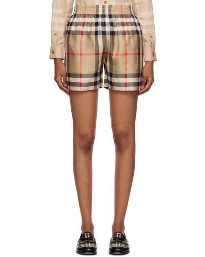 Burberry Beige Check Shorts - Natural