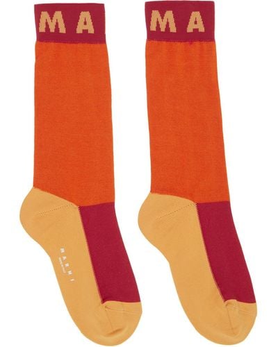 Marni Orange Colorblocked Socks