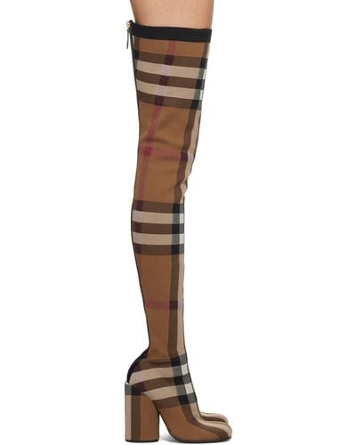 Burberry Checked Over-the-knee Boots - Multicolor