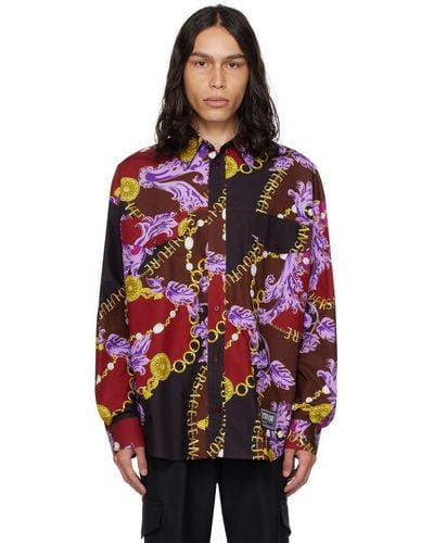 Versace Purple Chain Couture Shirt - Red