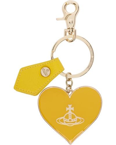Vivienne Westwood Silver Re-vegan Mirror Heart Orb Keychain - Yellow