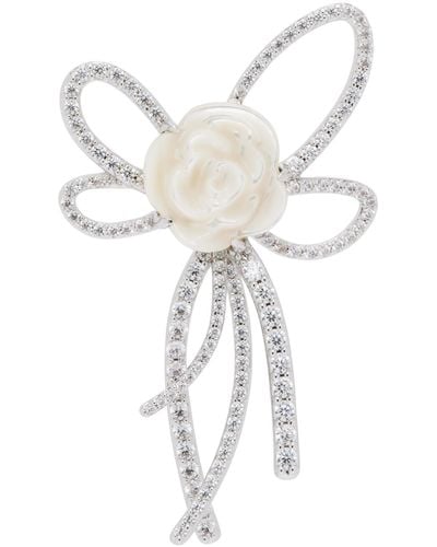 ShuShu/Tong Yvmin Edition Line Bow Shell Rose Single Earring - White