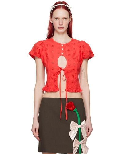 Sandy Liang Cameo Blouse - Red