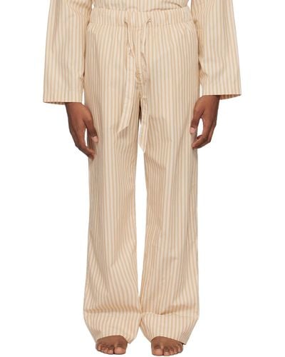 Tekla Tan Drawstring Pyjama Trousers - Natural