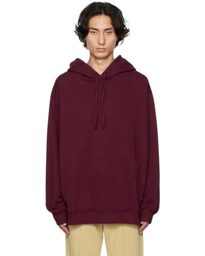 MM6 by Maison Martin Margiela Burgundy Embroidered Hoodie