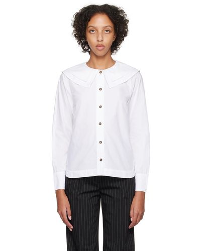 Ganni White Double Collar Shirt