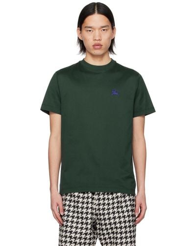 Burberry T-shirt vert à logo brodé - classics