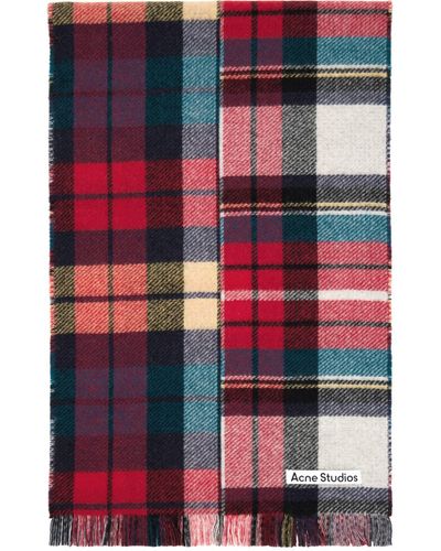 Acne Studios Red & Blue Mixed Check Scarf
