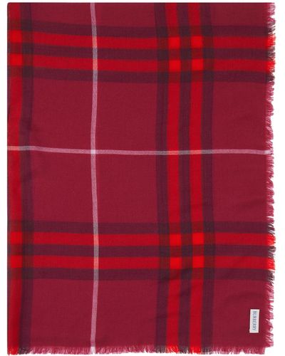 Burberry Pink Check Scarf - Red