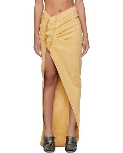 Rick Owens Yellow Edfu Denim Maxi Skirt - Natural