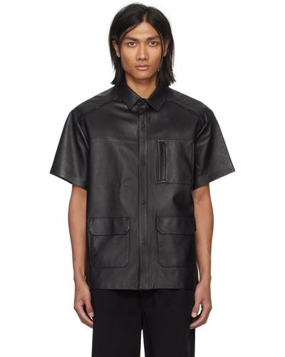 RTA Pocket Leather Shirt - Black