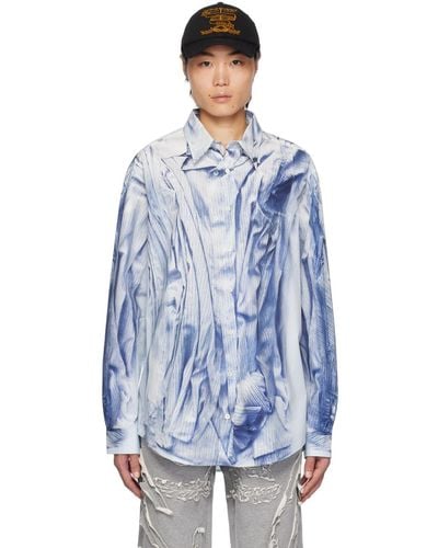 Y. Project Blue Compact Print Shirt