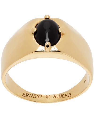 Ernest W. Baker Onyx Stone Signet Ring - Metallic