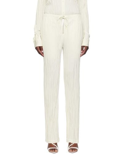 Helmut Lang Off-white Crushed Lounge Trousers - Natural