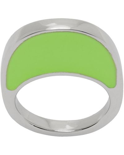 Coperni Silver & Green Swipe Ring