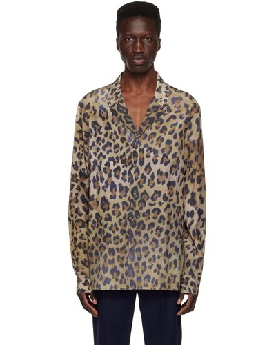 Balmain Chemise brune à motif léopard - Noir